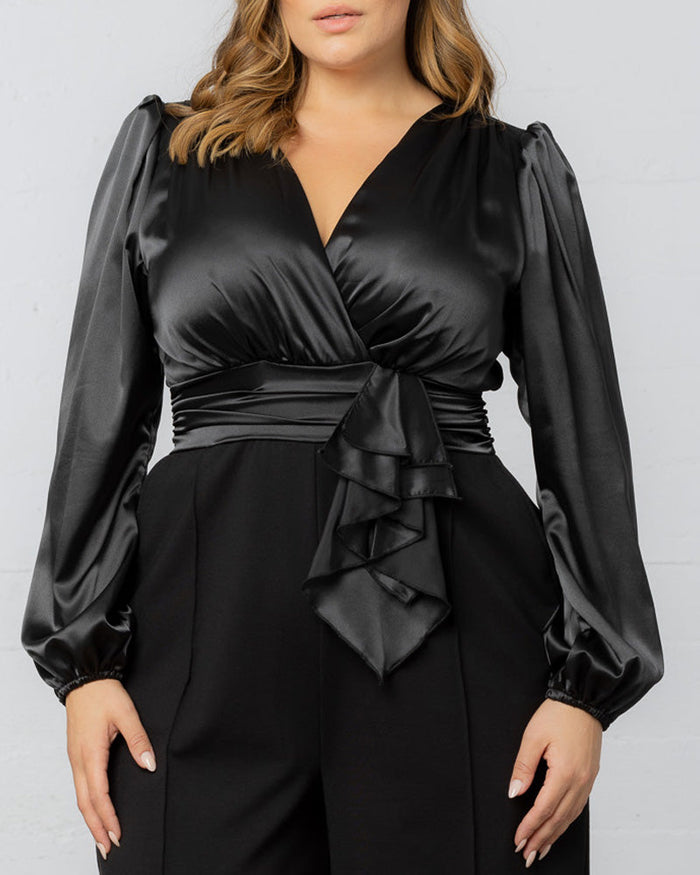 Refined Satin Paneled Jumpsuit
