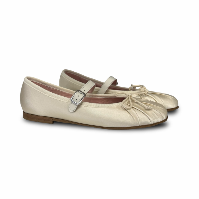 Rondinella Cream Silk Ballet Mary Jane