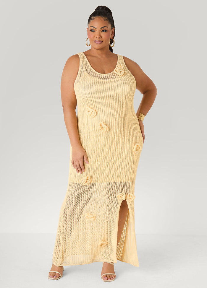 Rosette Crochet Maxi Dress