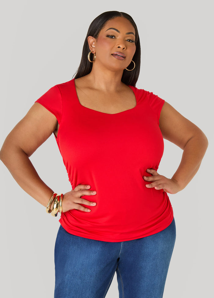 Ruched Cap Sleeved Top