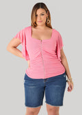 Ruched Mesh Bustier Top