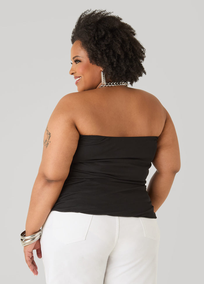 Ruched Mesh Tube Top