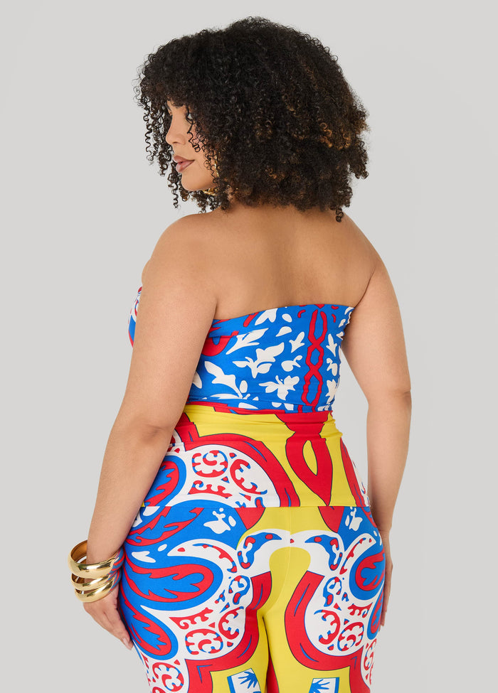 Ruched Printed Tube Top