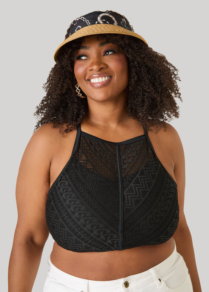 Scarf Paneled Straw Visor
