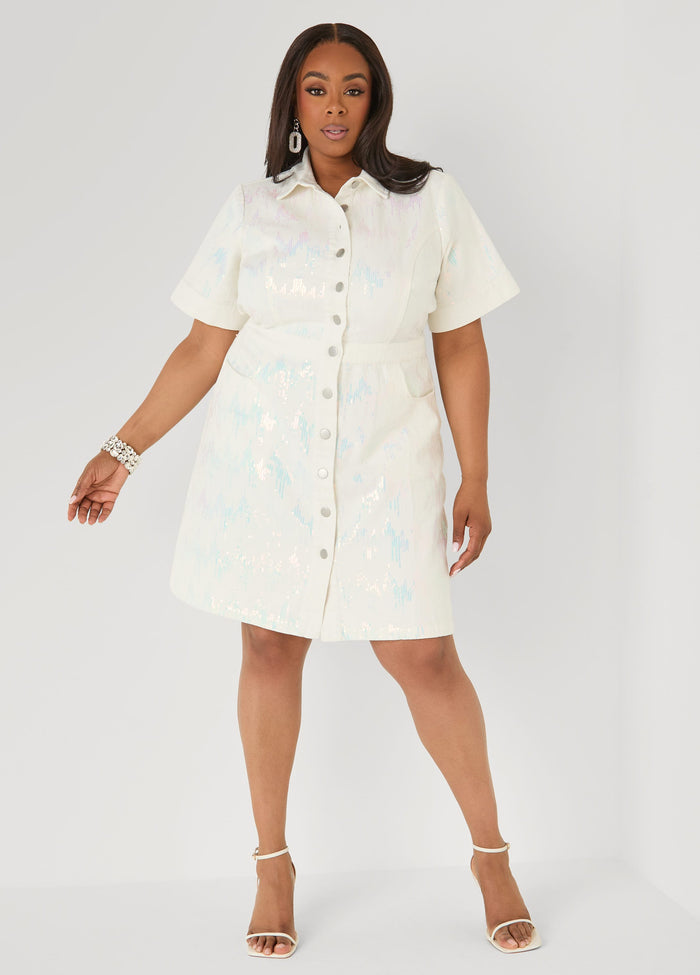 Sequined Denim Shirtdress