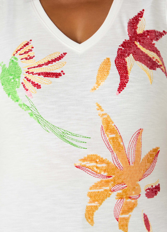 Sequined Parrot Jersey Tee