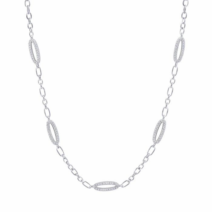 Signature Oval Pavé Station Chain Link Necklace