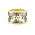 GoldBlack9 Signature Pavé Clover Wide Band Ring Signature RING