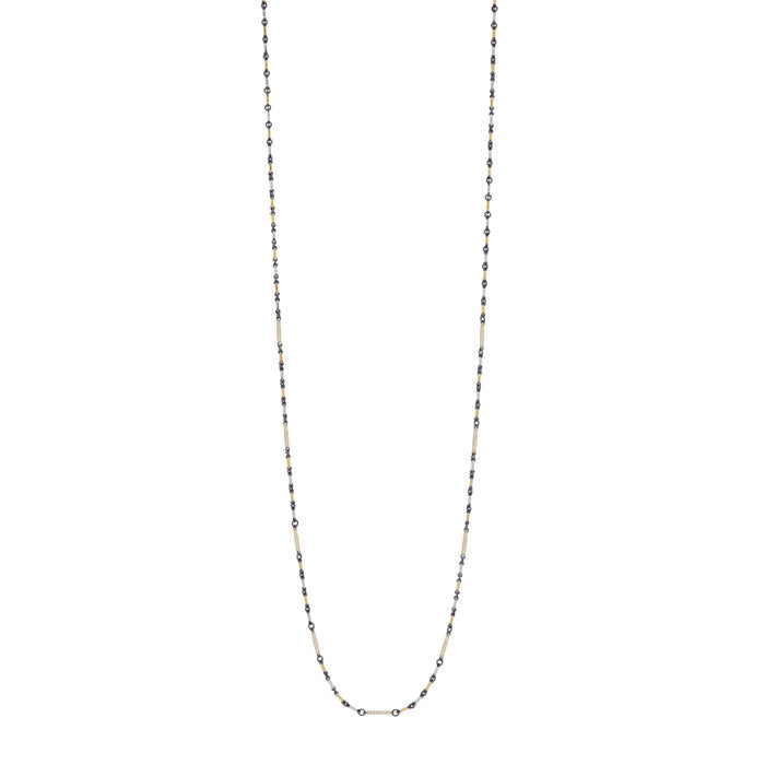 Signature Tri - Tone Pavé Station Bar Link Necklace - FREIDA ROTHMAN