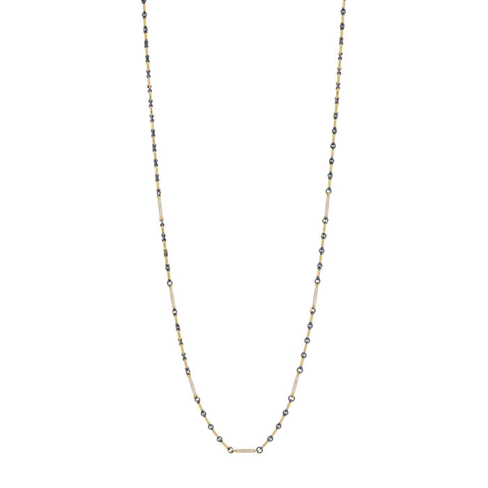 Signature Two - Tone Pavé Station Bar Link Necklace - FREIDA ROTHMAN