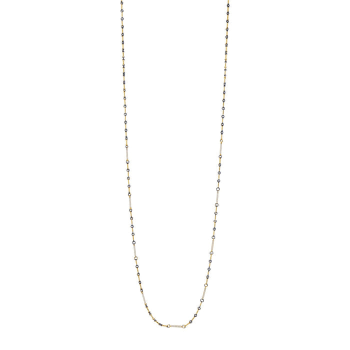 Signature Two - Tone Pavé Station Bar Link Necklace - FREIDA ROTHMAN