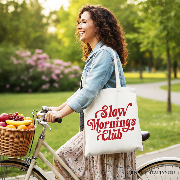 Slow Mornings Club Canvas Tote Bag