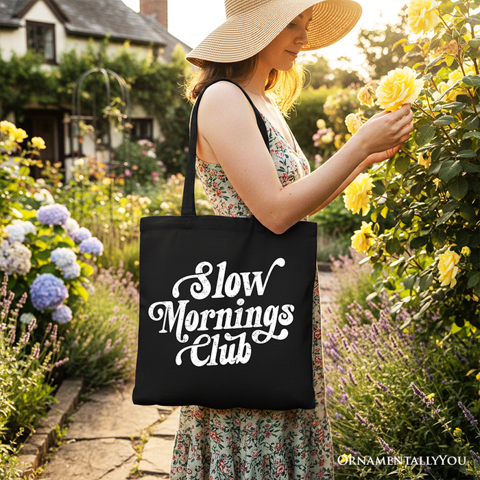 Slow Mornings Club Canvas Tote Bag