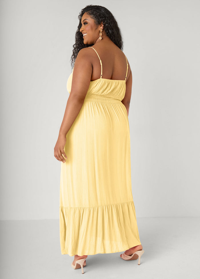 Smocked Tie Front Maxi Dress