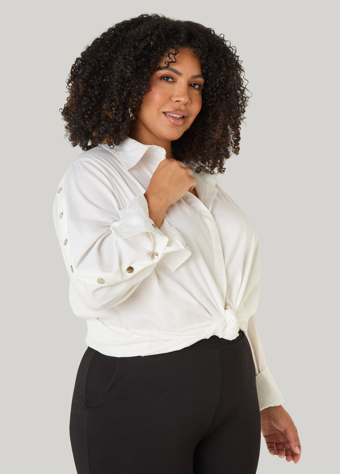 Snap Detailed Poplin Shirt