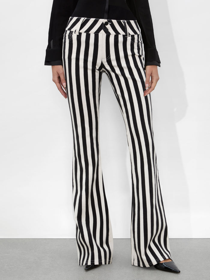 STACEY LOW RISE BELL JEAN - POSITANO STRIPE BLACK