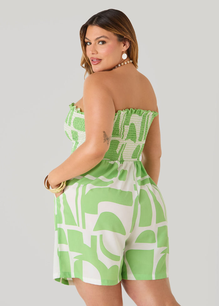 Strapless Abstract Print Romper