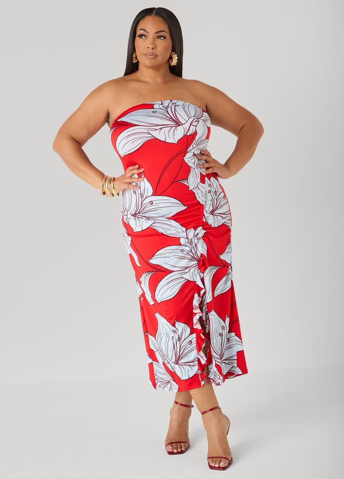 Strapless Floral Maxi Dress