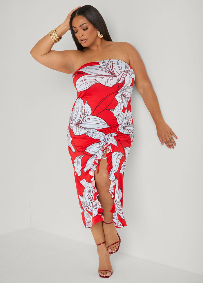 Strapless Floral Maxi Dress