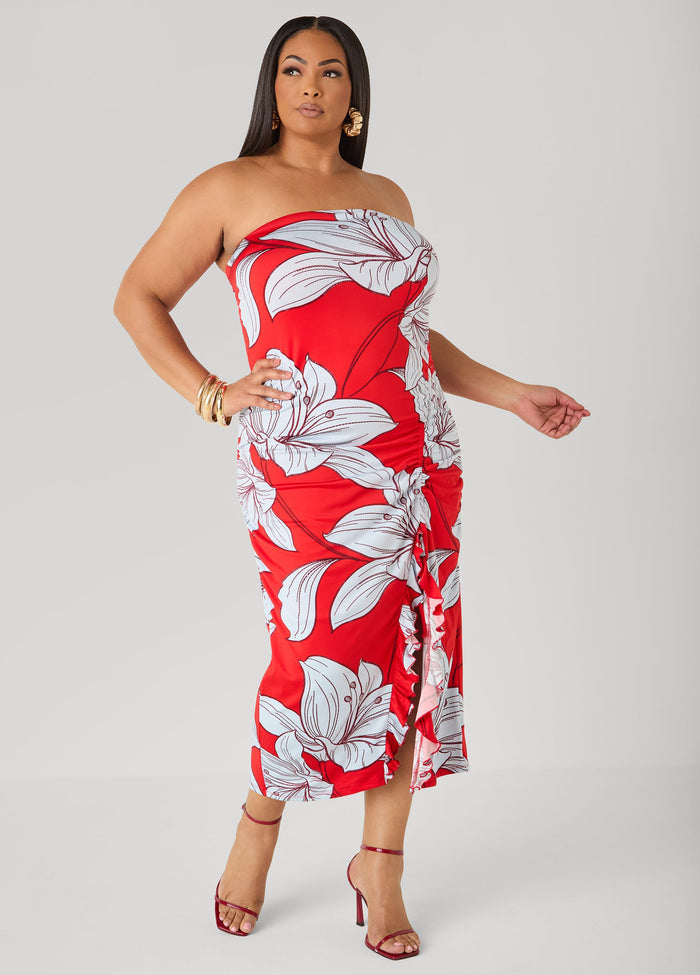 Strapless Floral Maxi Dress