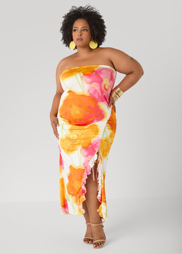 Strapless Floral Maxi Dress