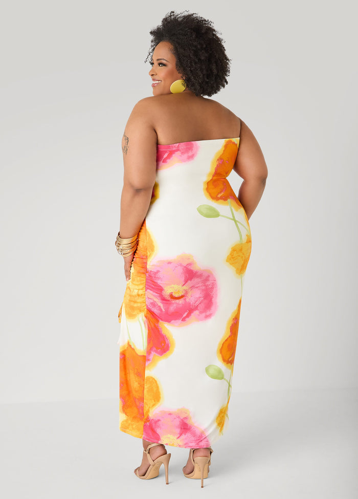 Strapless Floral Maxi Dress
