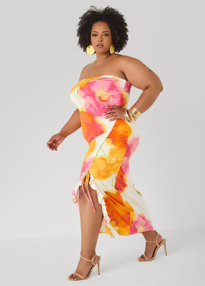 Strapless Floral Maxi Dress