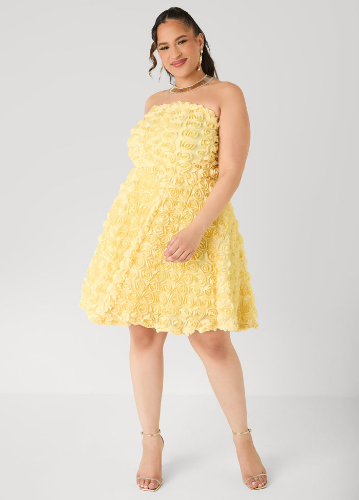 Strapless Rosette A Line Dress