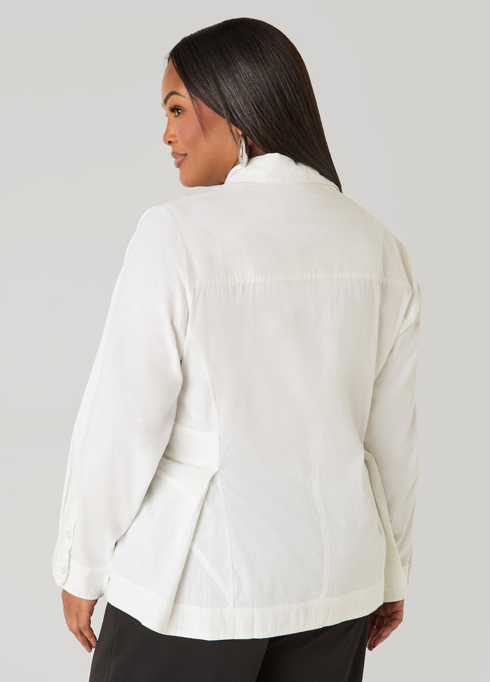 Stretch Cotton Poplin Peplum Shirt