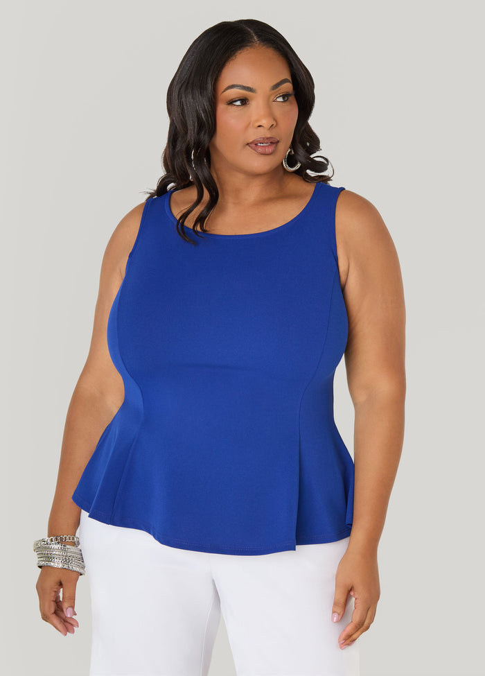 Stretch Crepe Peplum Top