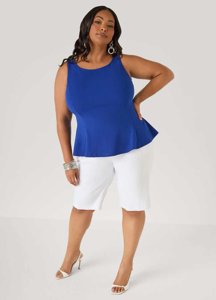 Stretch Crepe Peplum Top