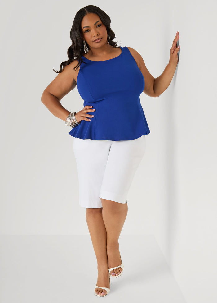 Stretch Crepe Peplum Top