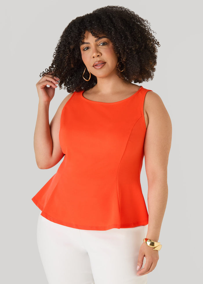 Stretch Crepe Peplum Top