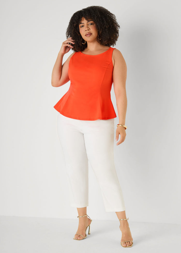Stretch Crepe Peplum Top