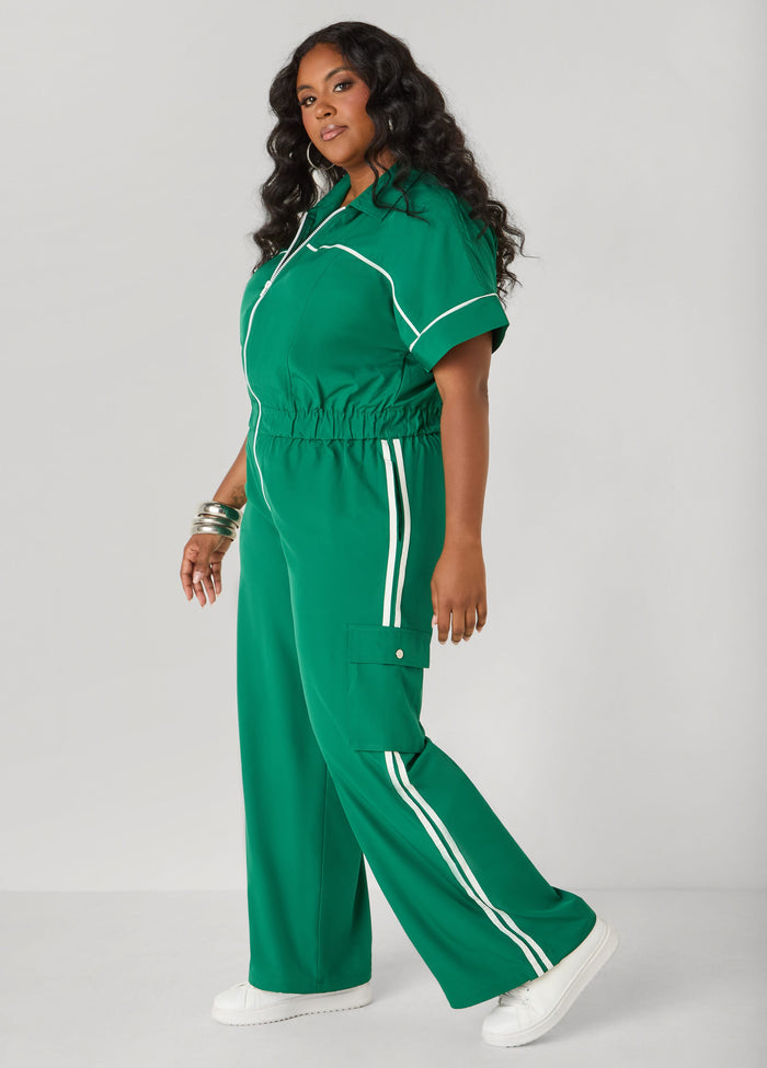 Striped Cargo Jumpsuit