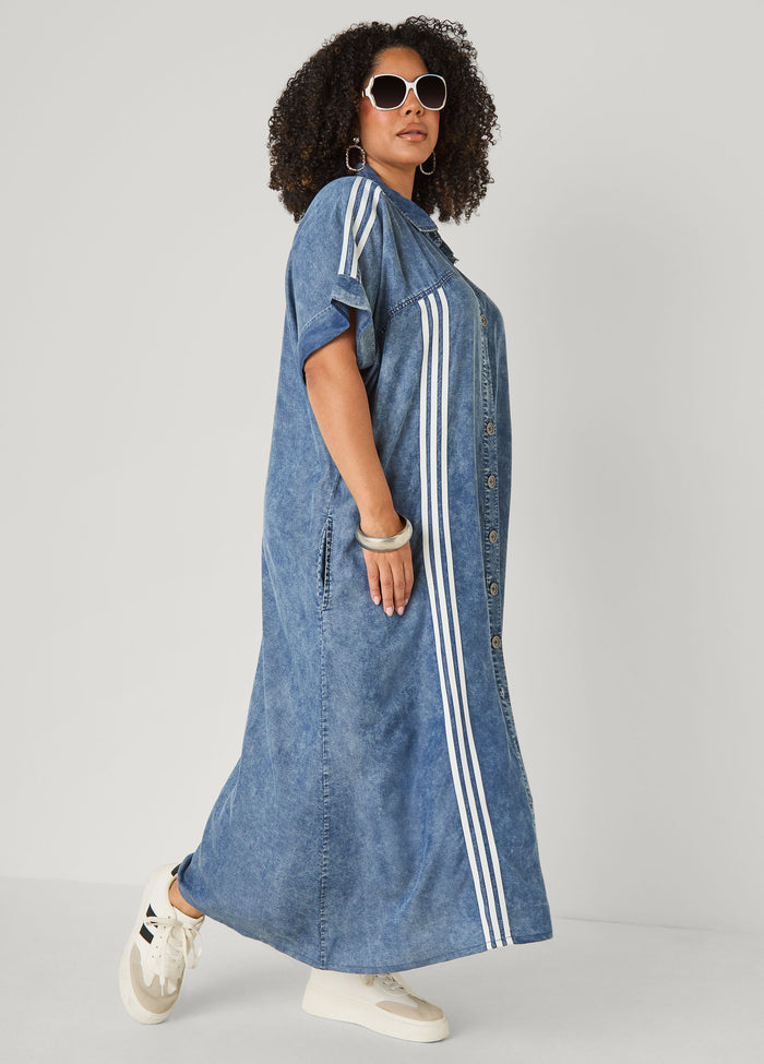 Striped Chambray Maxi Shirtdress