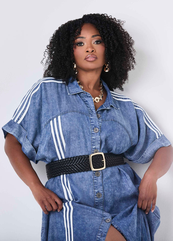 Striped Chambray Maxi Shirtdress