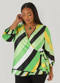 Striped Satin Wrap Top
