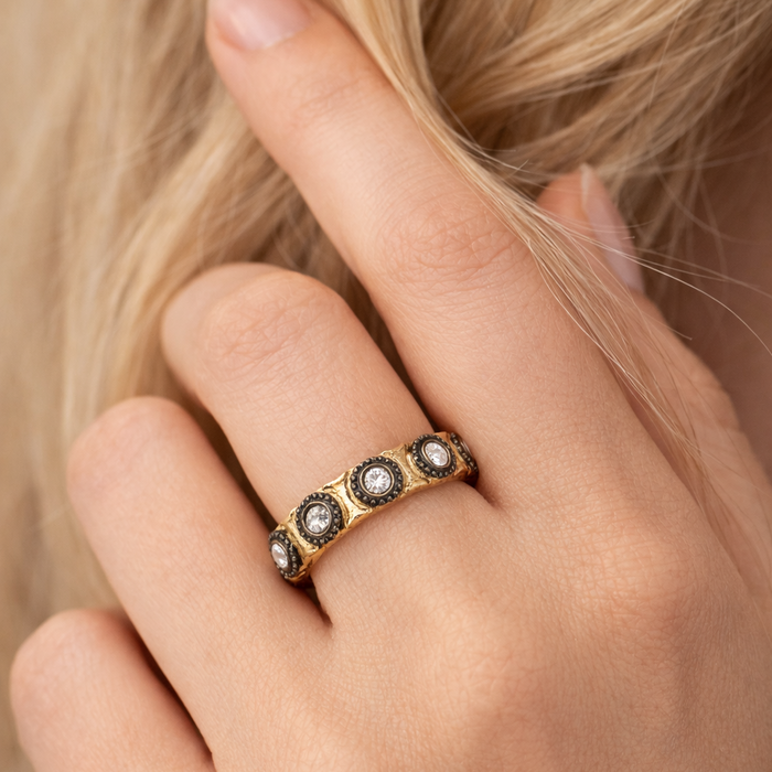 Studded Station Band Ring