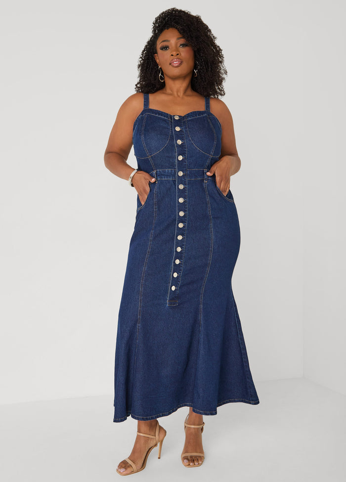 Tall Sweetheart Maxi Denim Dress