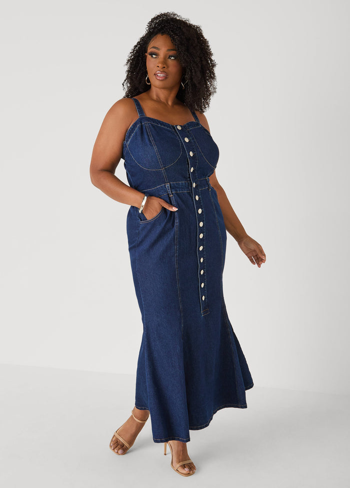 Tall Sweetheart Maxi Denim Dress