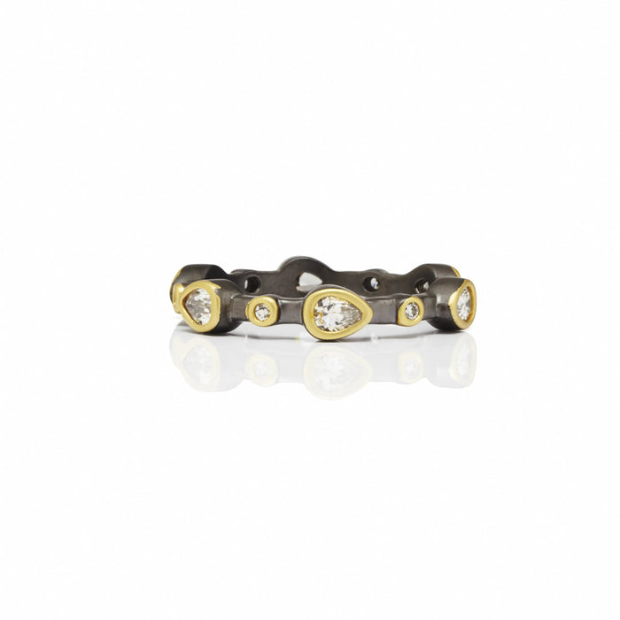 GoldBlackReverse9 Teardrop Band Ring FREIDA ROTHMAN RING