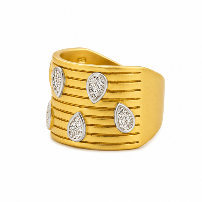 Teardrops of Pavé Cigar Band Ring