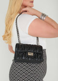 Textured Faux Leather Flap Bag