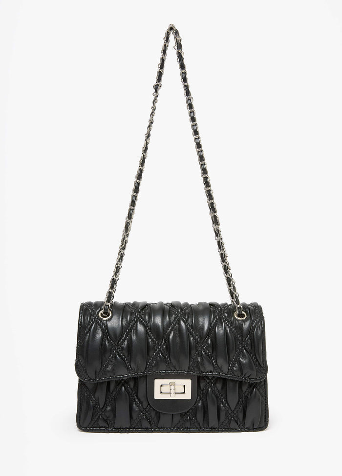Textured Faux Leather Flap Bag