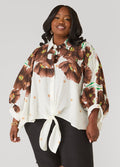 Tie Front Floral Cotton Shirt