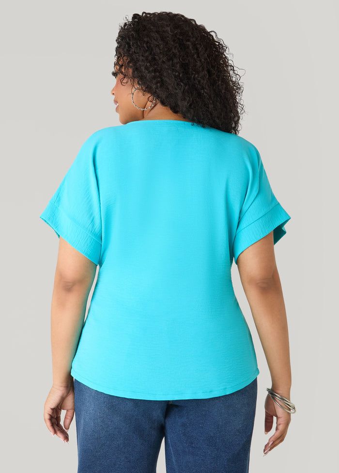 Tie Front V Neck Top
