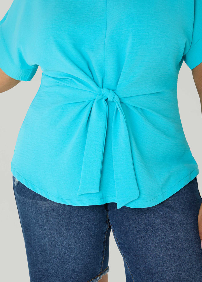 Tie Front V Neck Top