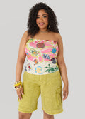 Tropical Print Mesh Tube Top