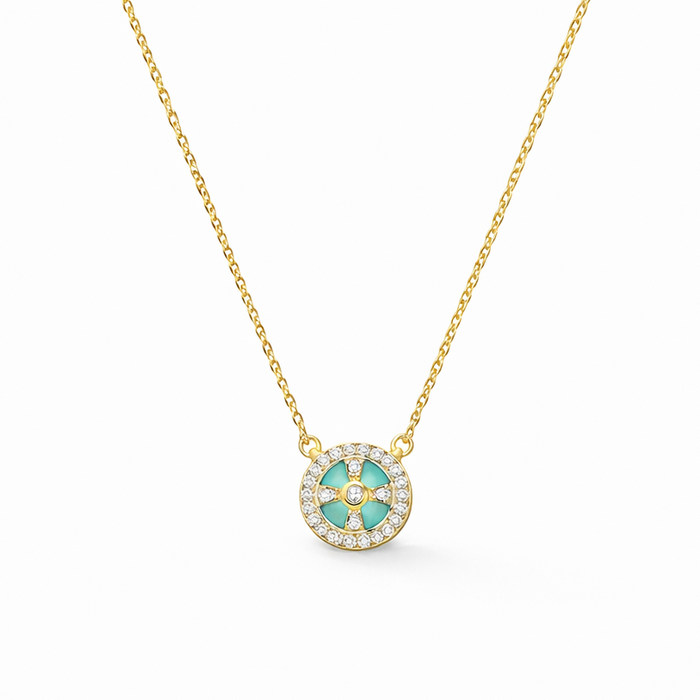 Turquoise Clover Cage Pendant Necklace